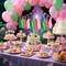 Pink and Green Tissue Paper Tassels Party Tassel Garland Banner for Hawaiian Summer Tropical Theme Party Birthday Wedding Decorations, DIY Kits,20PCS
